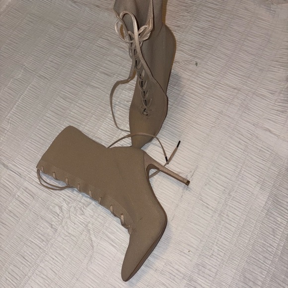 Aldo Nude Lace-Up Pointed-Toe Knee Boots - Picture 3 of 6